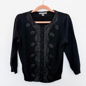 Y2K Twenty One Beaded Cardigan Size L Black Whimsigoth Witchy‎ Fairy Grunge Goth